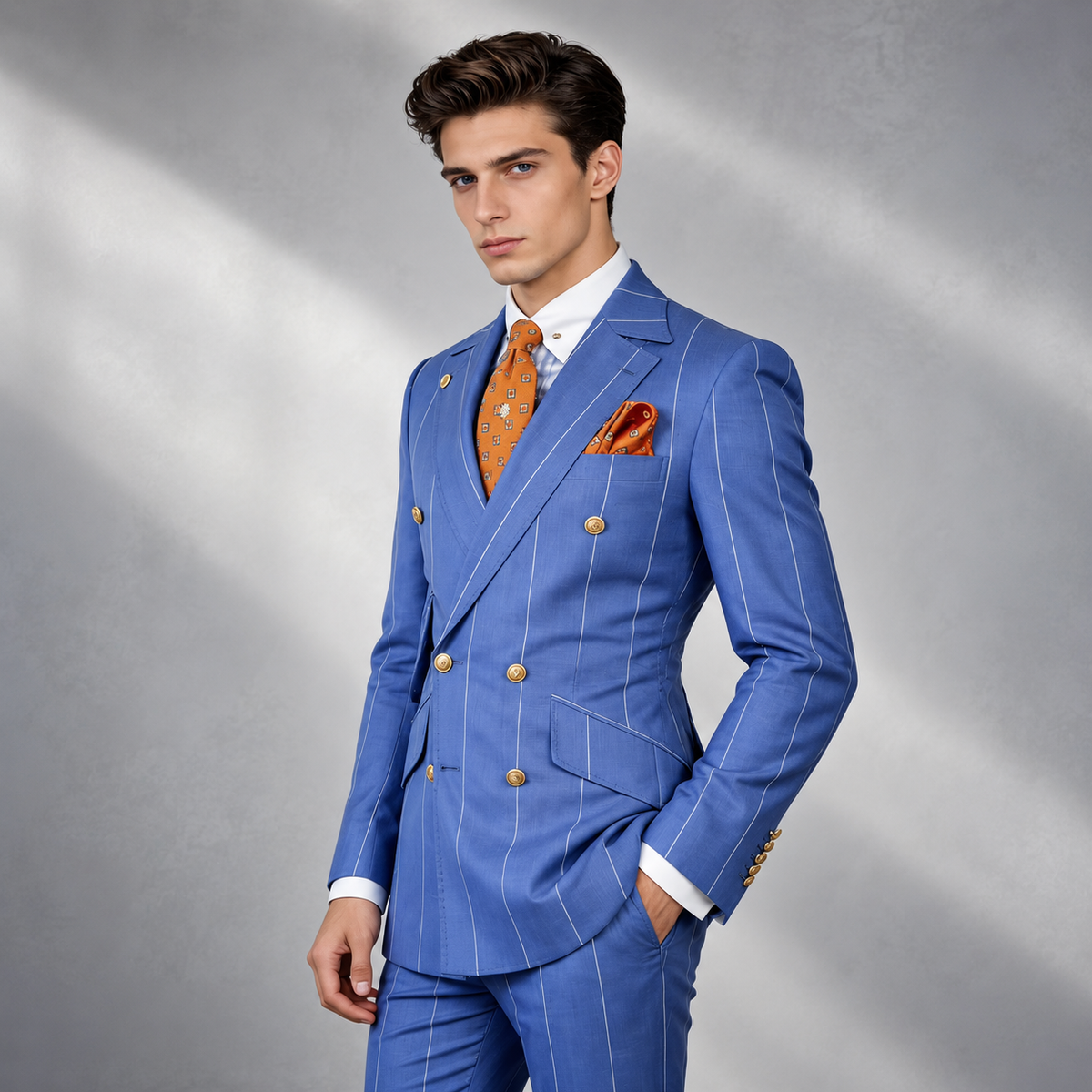 Terno Masculino Slim Listrado 3 Peças Bravello