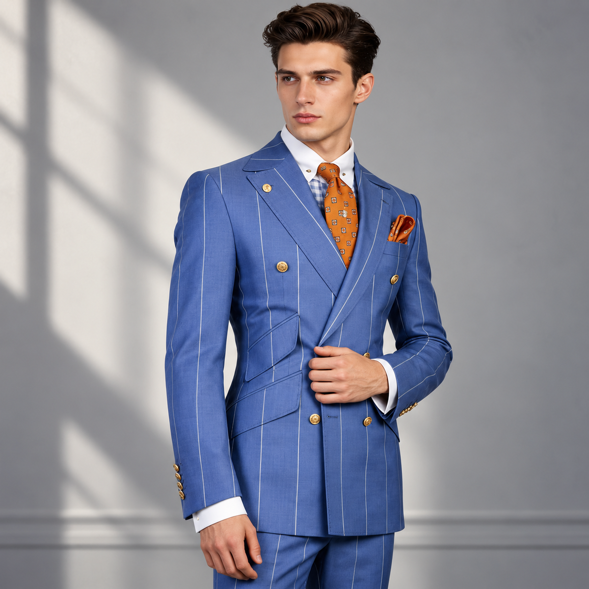 Terno Masculino Slim Listrado 3 Peças Bravello
