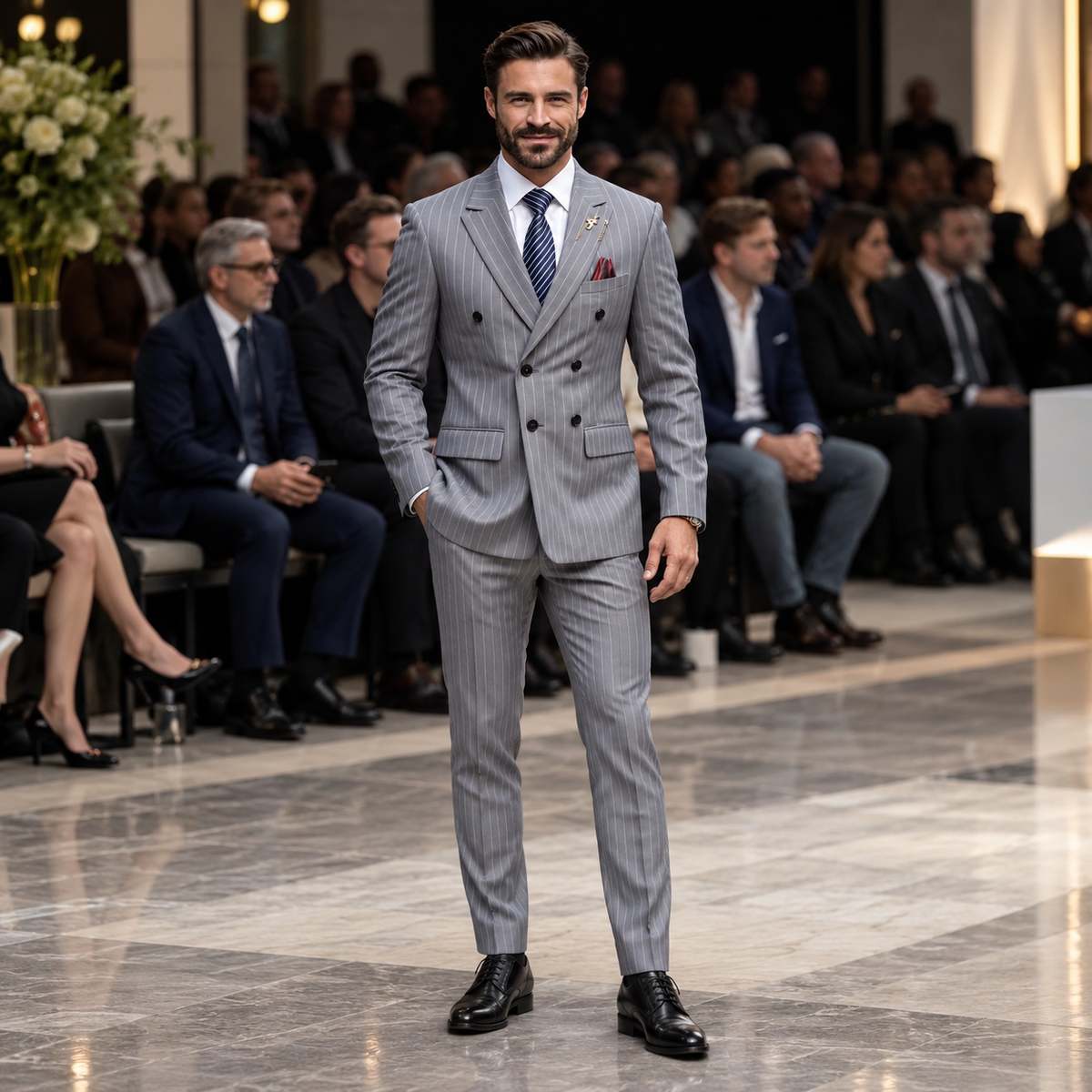 Terno Masculino Transpassado Risca de Giz 2 Peças Orvellan