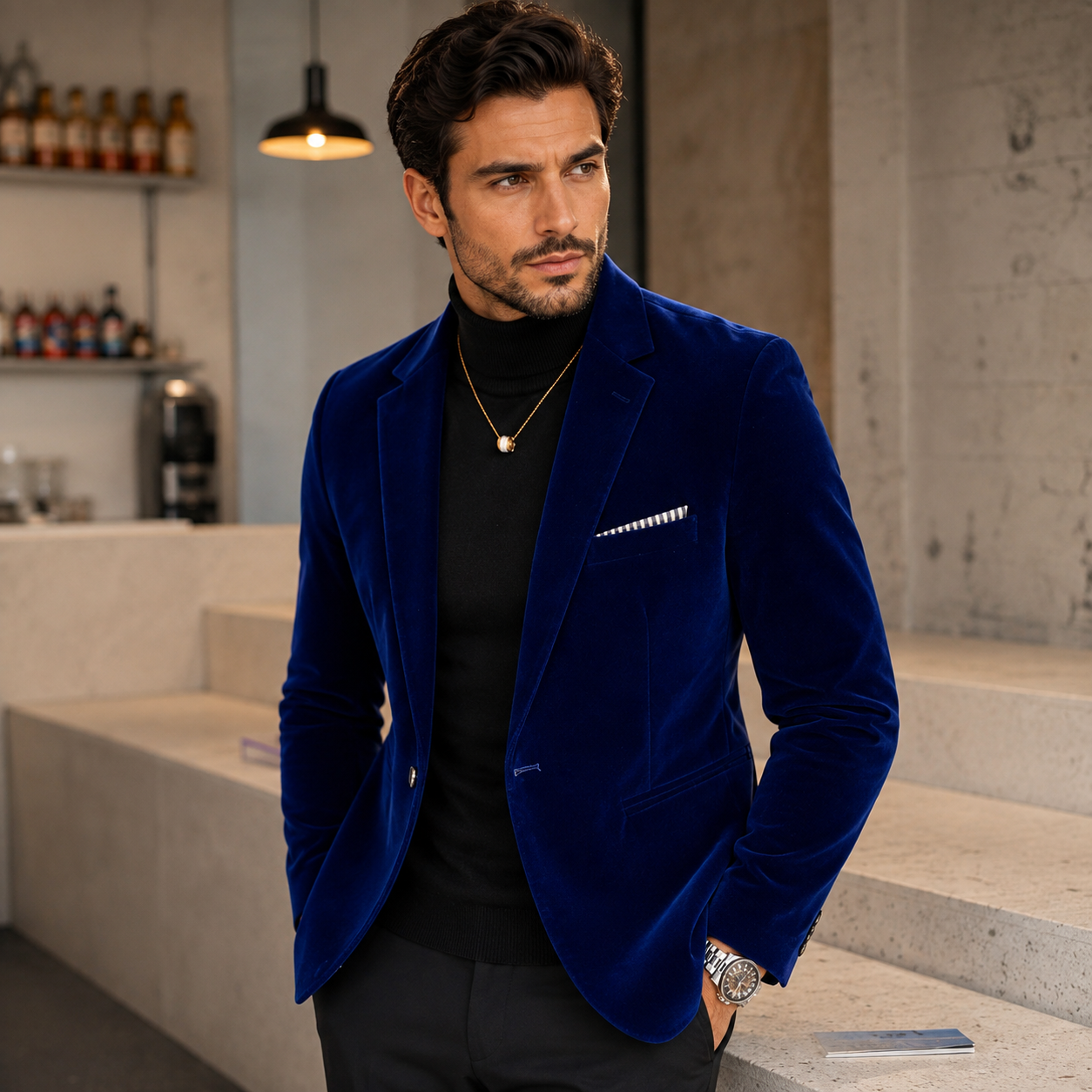 Blazer Masculino de Veludo Cotelê – Estilo Britânico Slim Fit Casual