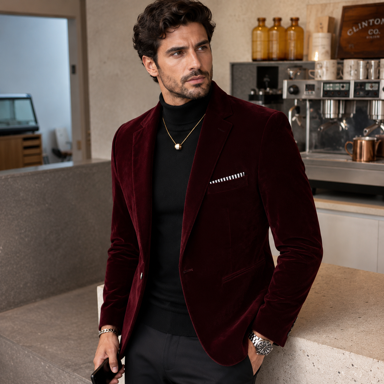 Blazer Masculino de Veludo Cotelê – Estilo Britânico Slim Fit Casual
