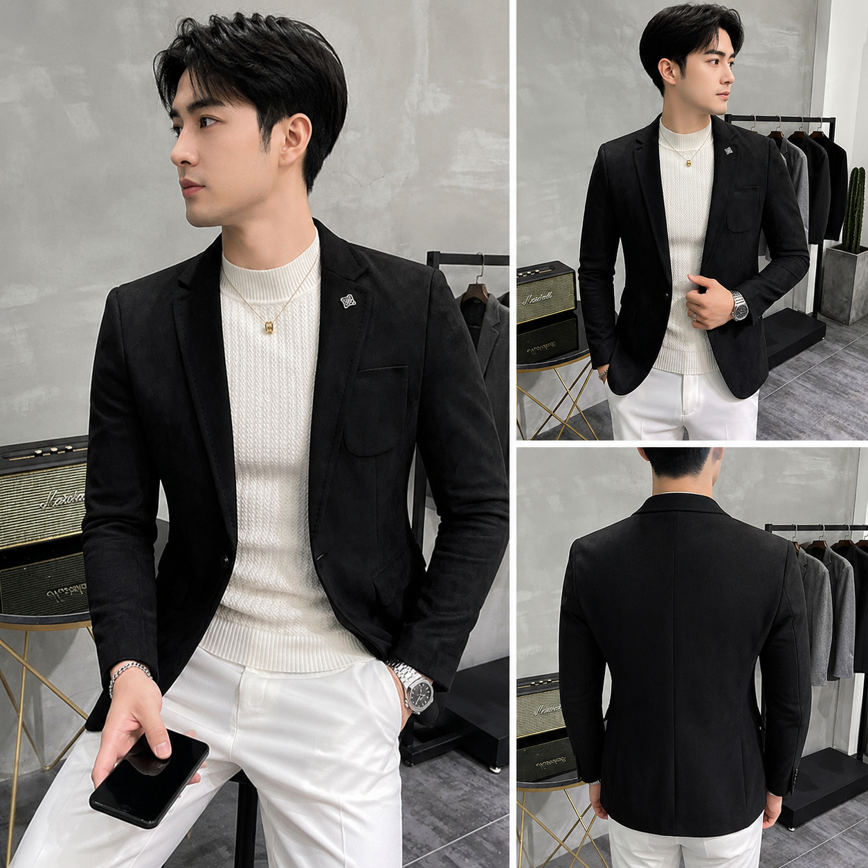 Blazer Social Masculino de Lã – Modelo Slim Fit com 1 Botão