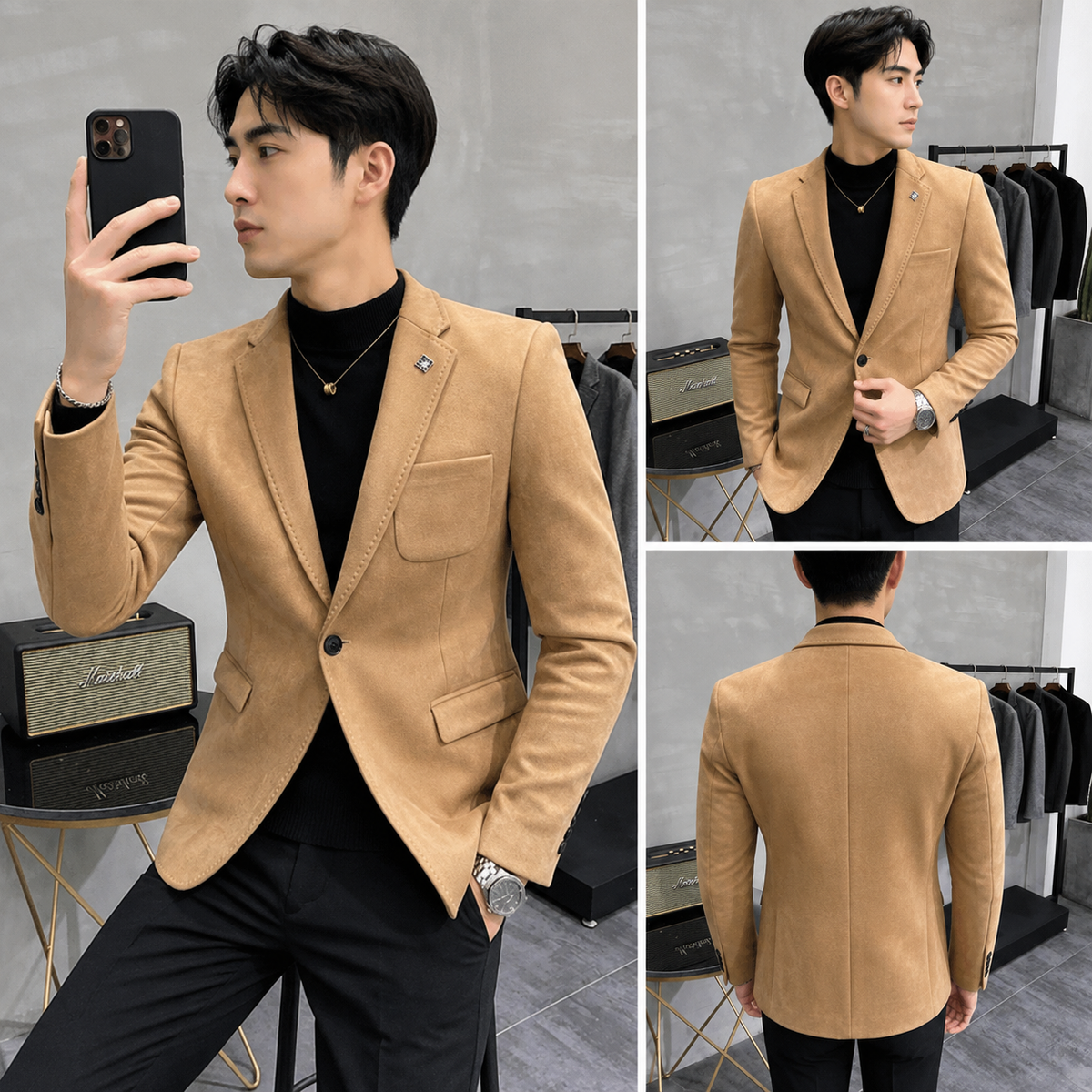 Blazer Social Masculino de Lã – Modelo Slim Fit com 1 Botão