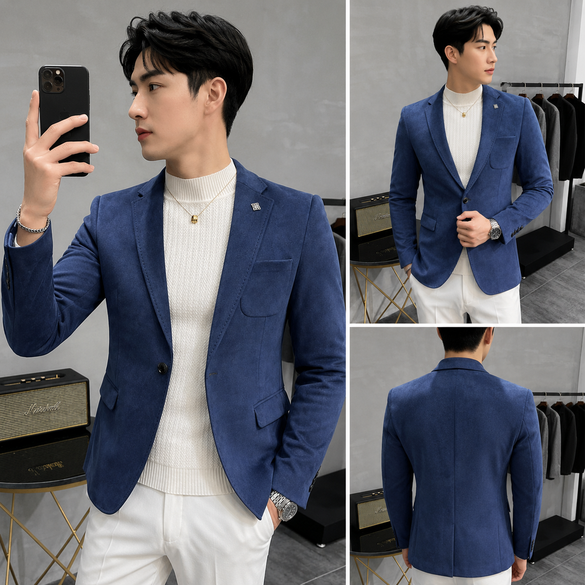 Blazer Social Masculino de Lã – Modelo Slim Fit com 1 Botão
