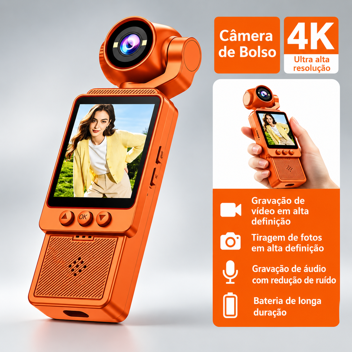 Câmera de Bolso 4K HD com Visão Noturna Vistara