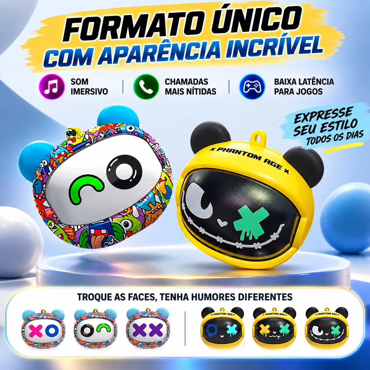 Fone de Ouvido Sem Fio Gamer Shiftora