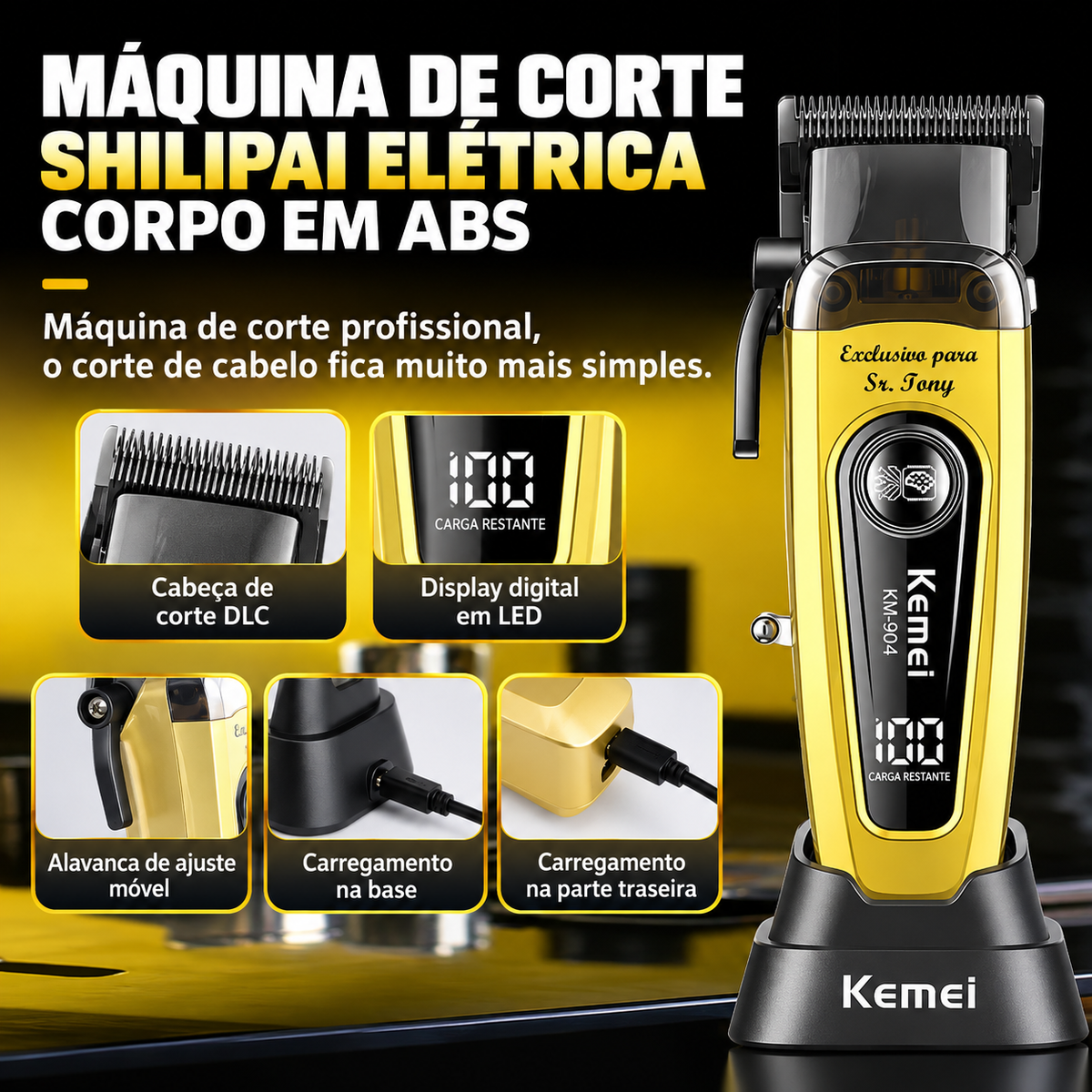 Máquina de Cortar Cabelo Profissional BarberForge