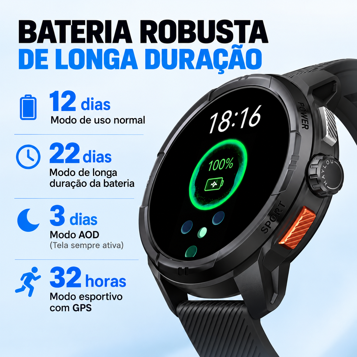 Smartwatch Esportivo GPS SolarPulse
