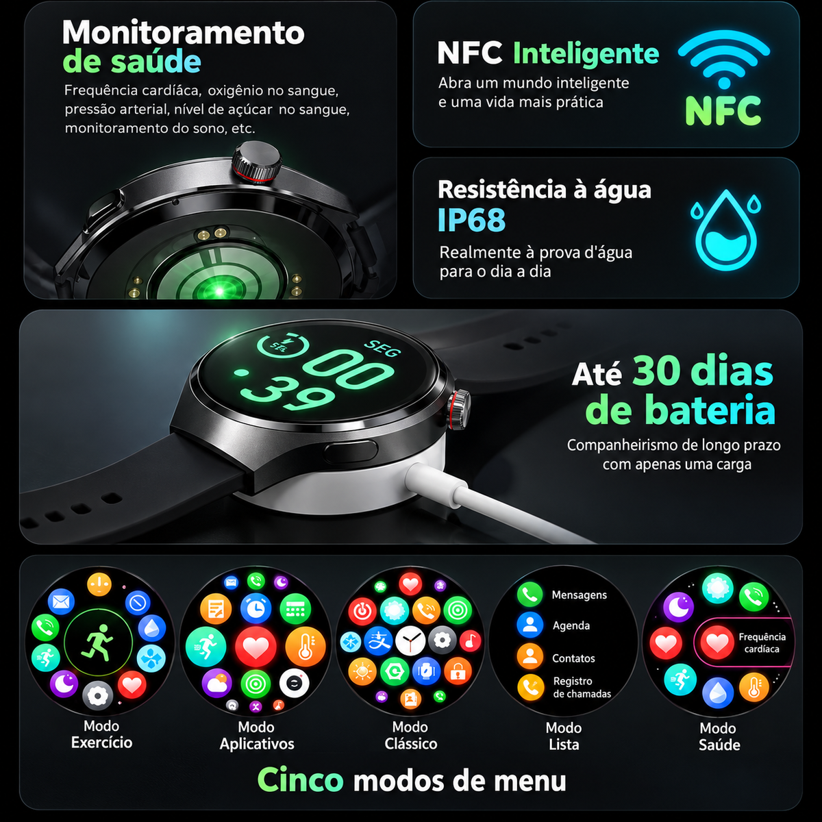 Smartwatch Outdoor GPS Trail Command
