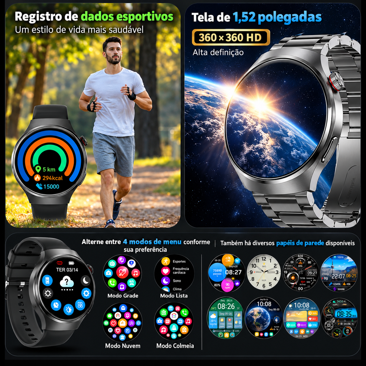 Smartwatch Outdoor GPS Trail Command