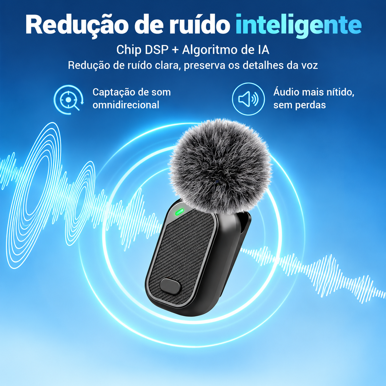 Microfone de Lapela Sem Fio ClipVoice