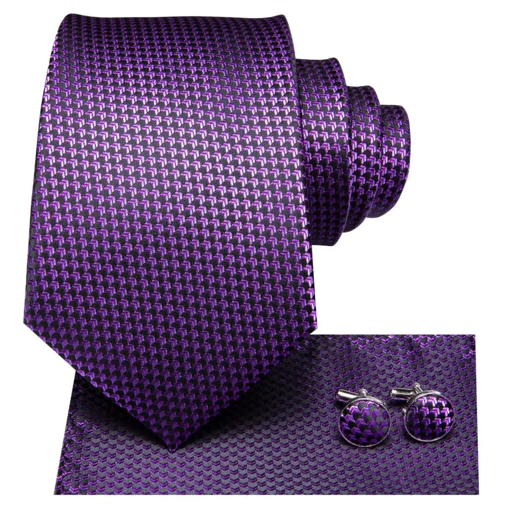 Gravata Masculina de Seda Roxa 8,5 cm com Acessórios