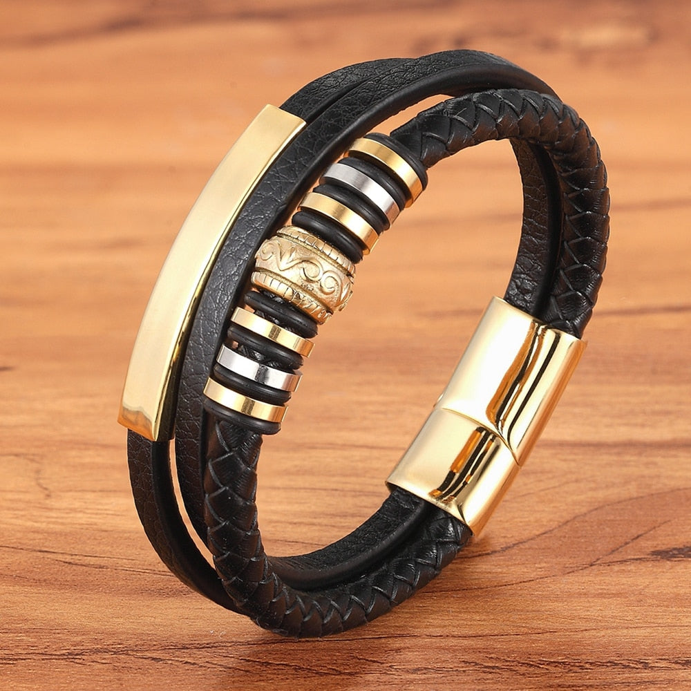 Pulseira Masculina de Couro Cairo