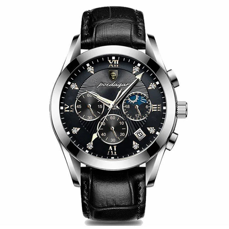 Relógio Masculino de Luxo Pulseira de Couro
