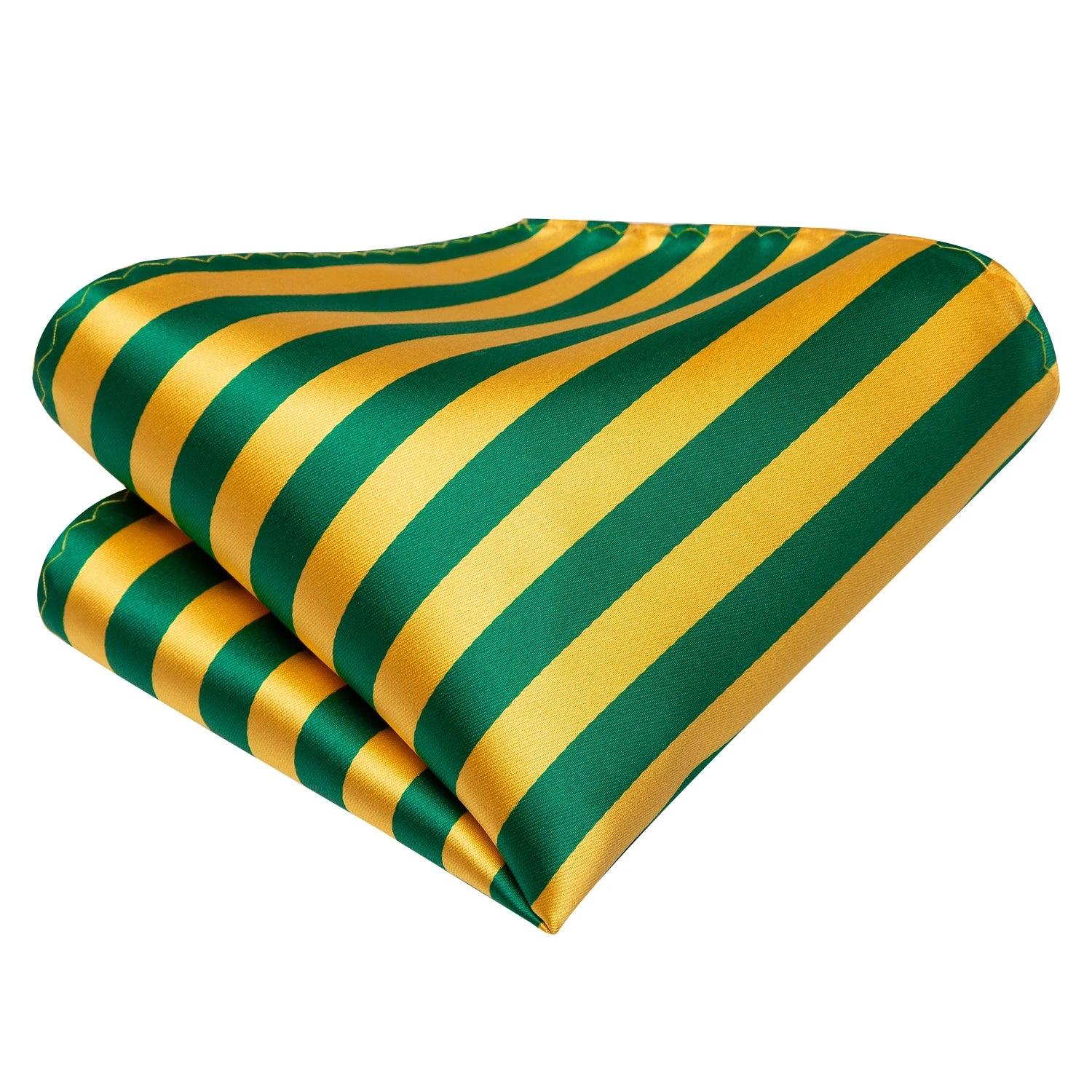 Gravata Hi-Tie Seda Listrada Verde/Amarelo - Elegância e Estilo
