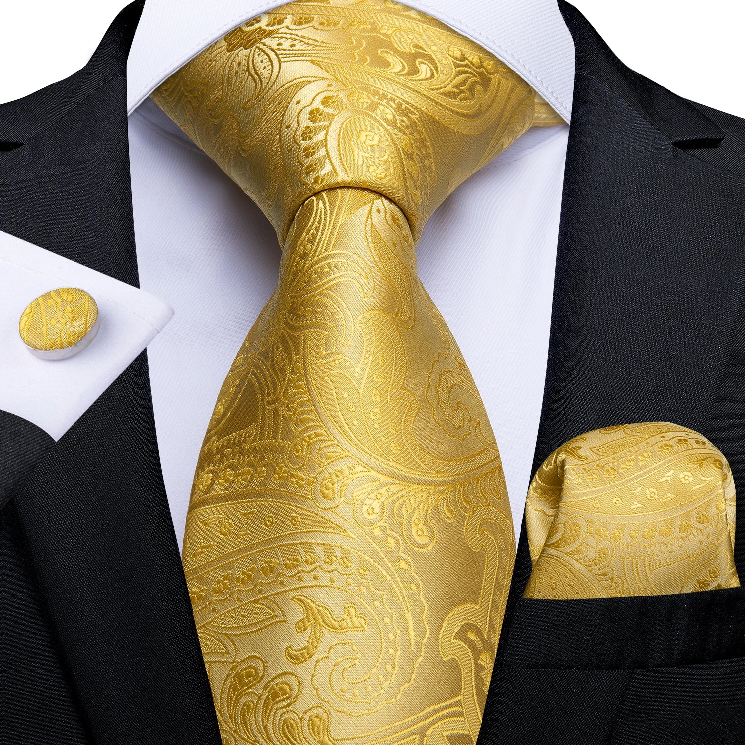 Kit de Gravata Masculina Floral de Seda com Poliéster