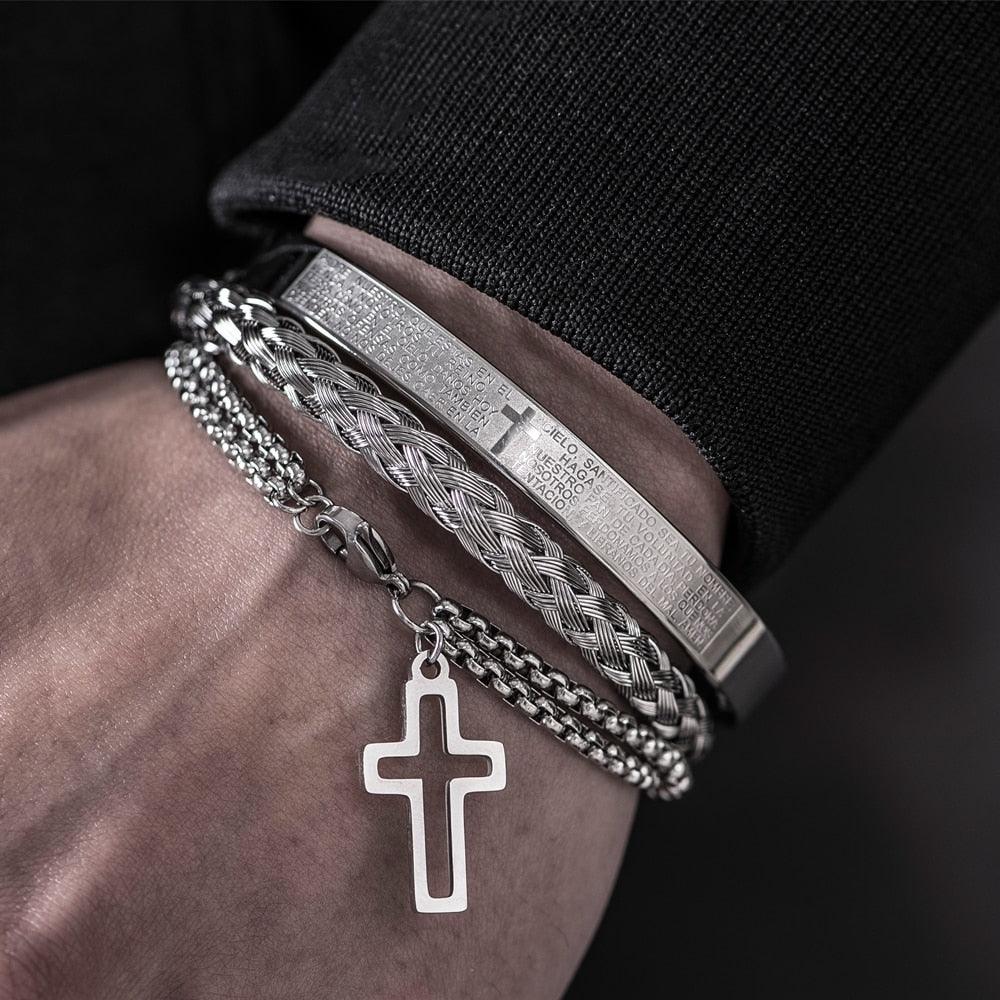 Pulseira Masculina de Luxo 3 Peças