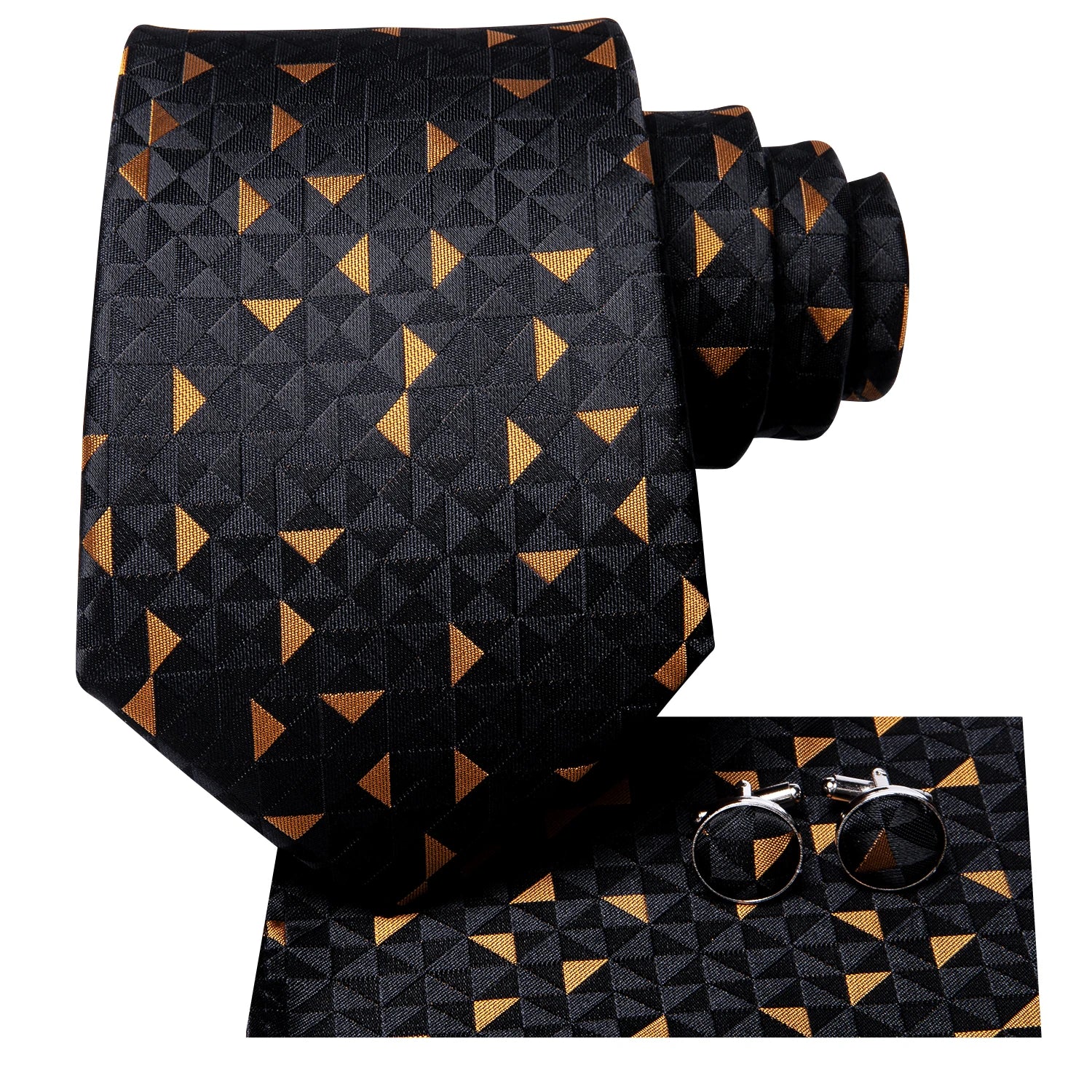 Gravata Masculina de Seda Preto Ouro Hi-Tie