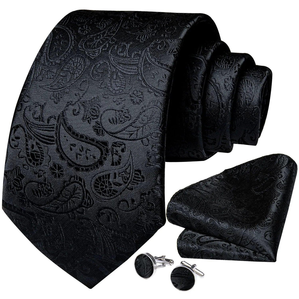 Gravata Paisley de Seda DiBanGu - Kit com Lenço e Acessórios