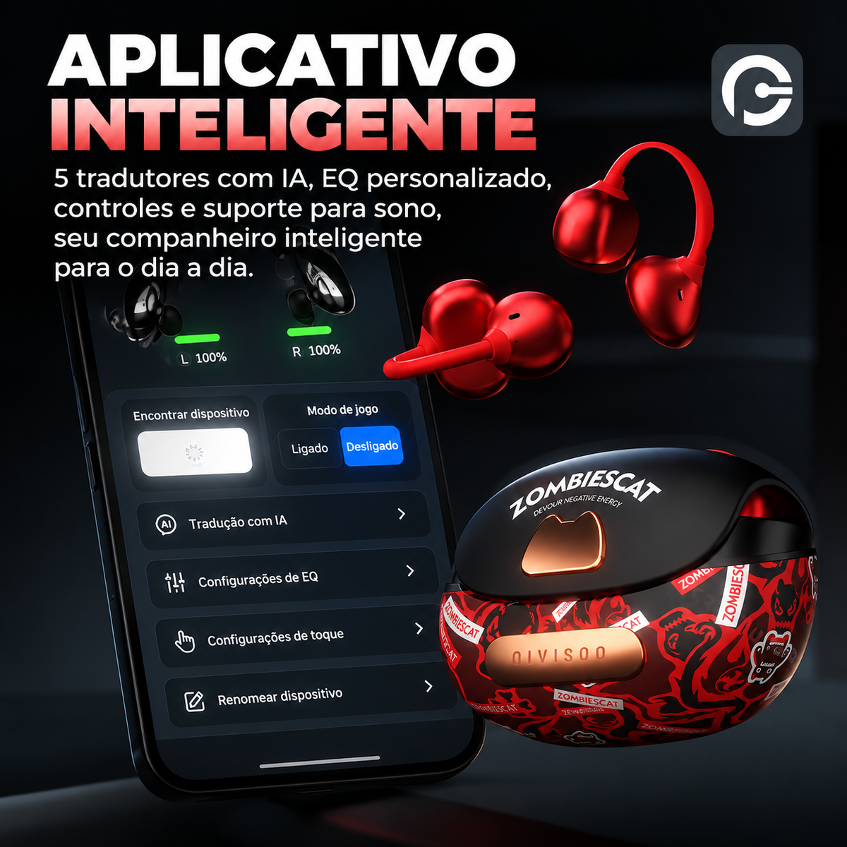 Fone de Ouvido Sem Fio Open Ear Graffiti VoxCat