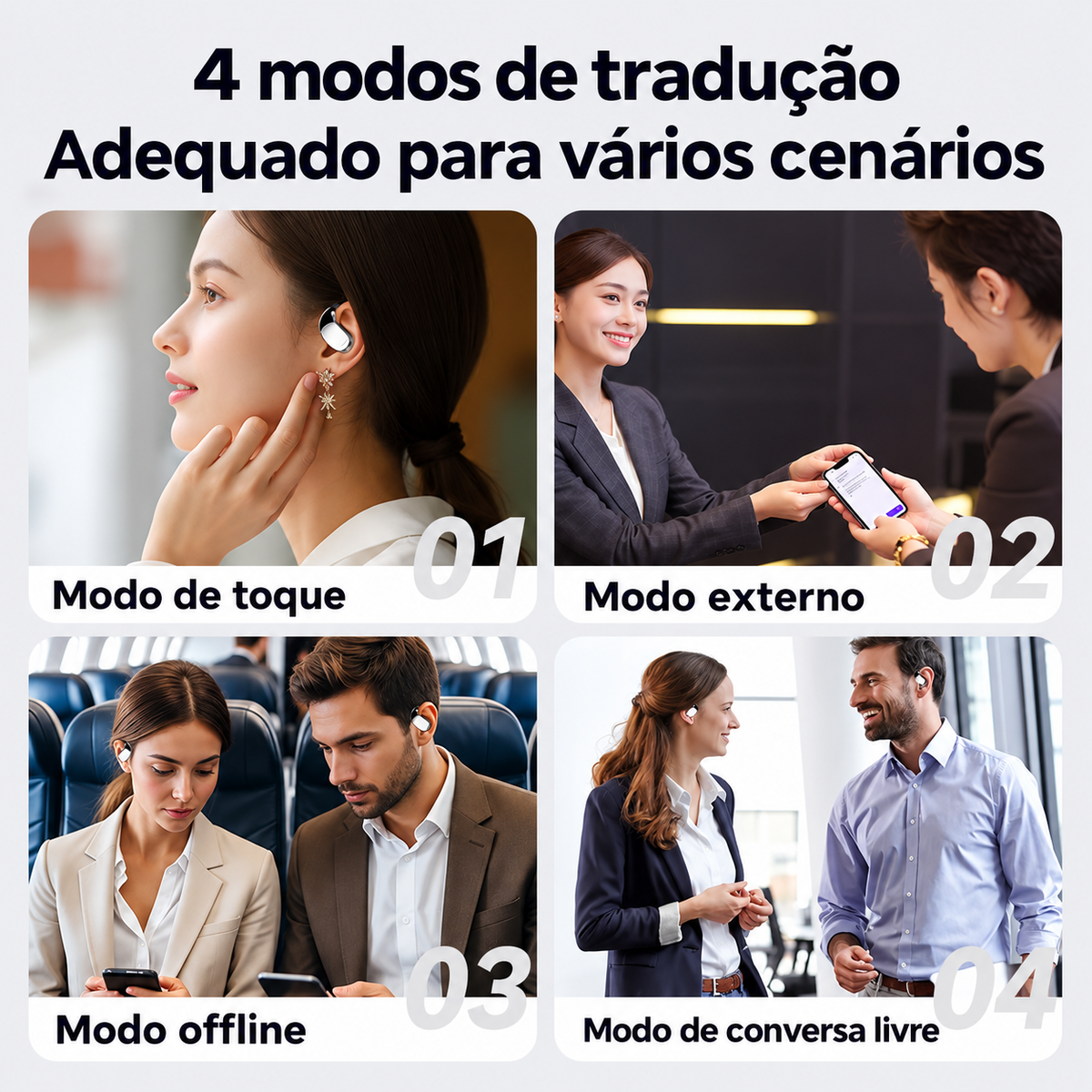Fone de Ouvido Sem Fio Tradutor Open Ear LinguaFlow