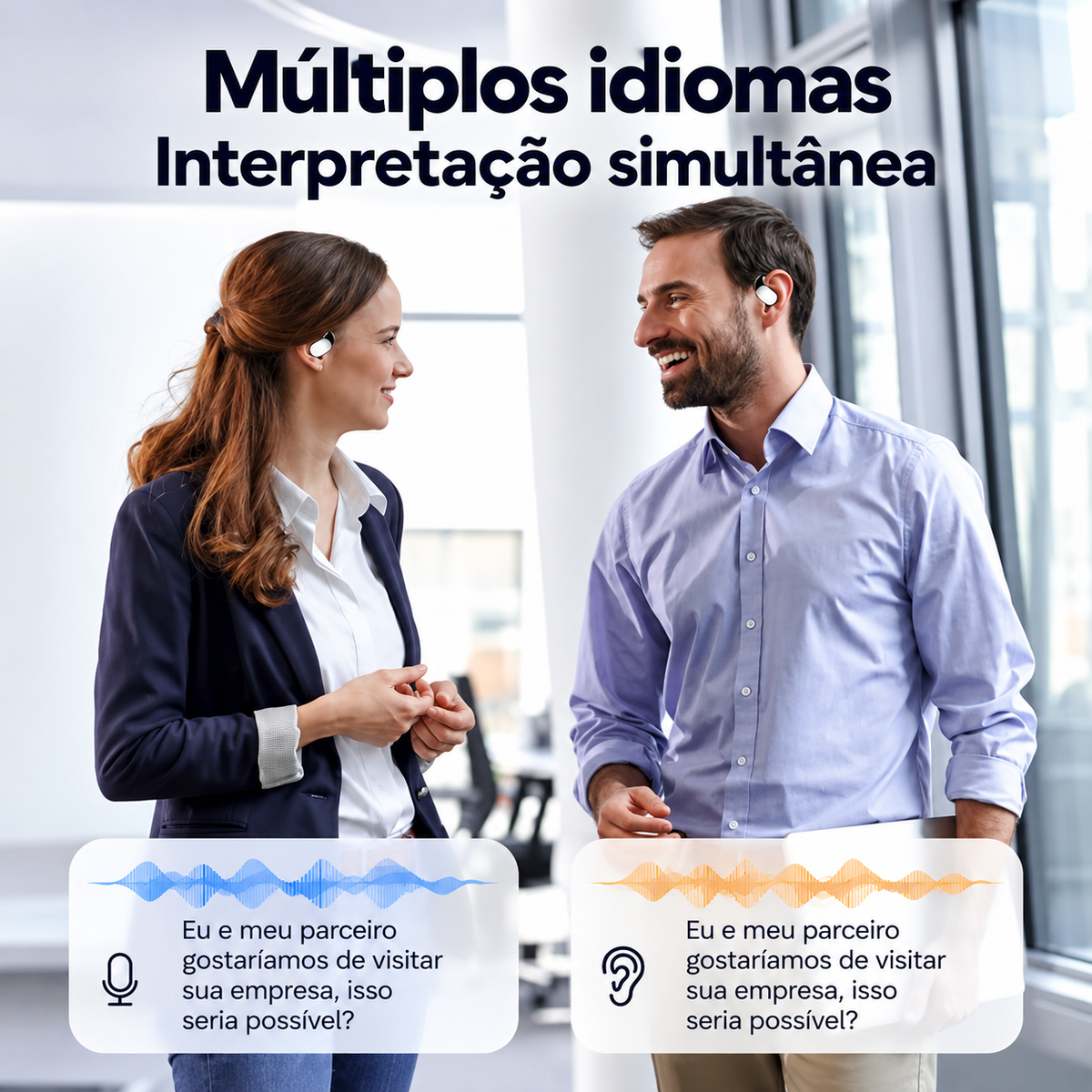 Fone de Ouvido Sem Fio Tradutor Open Ear LinguaFlow