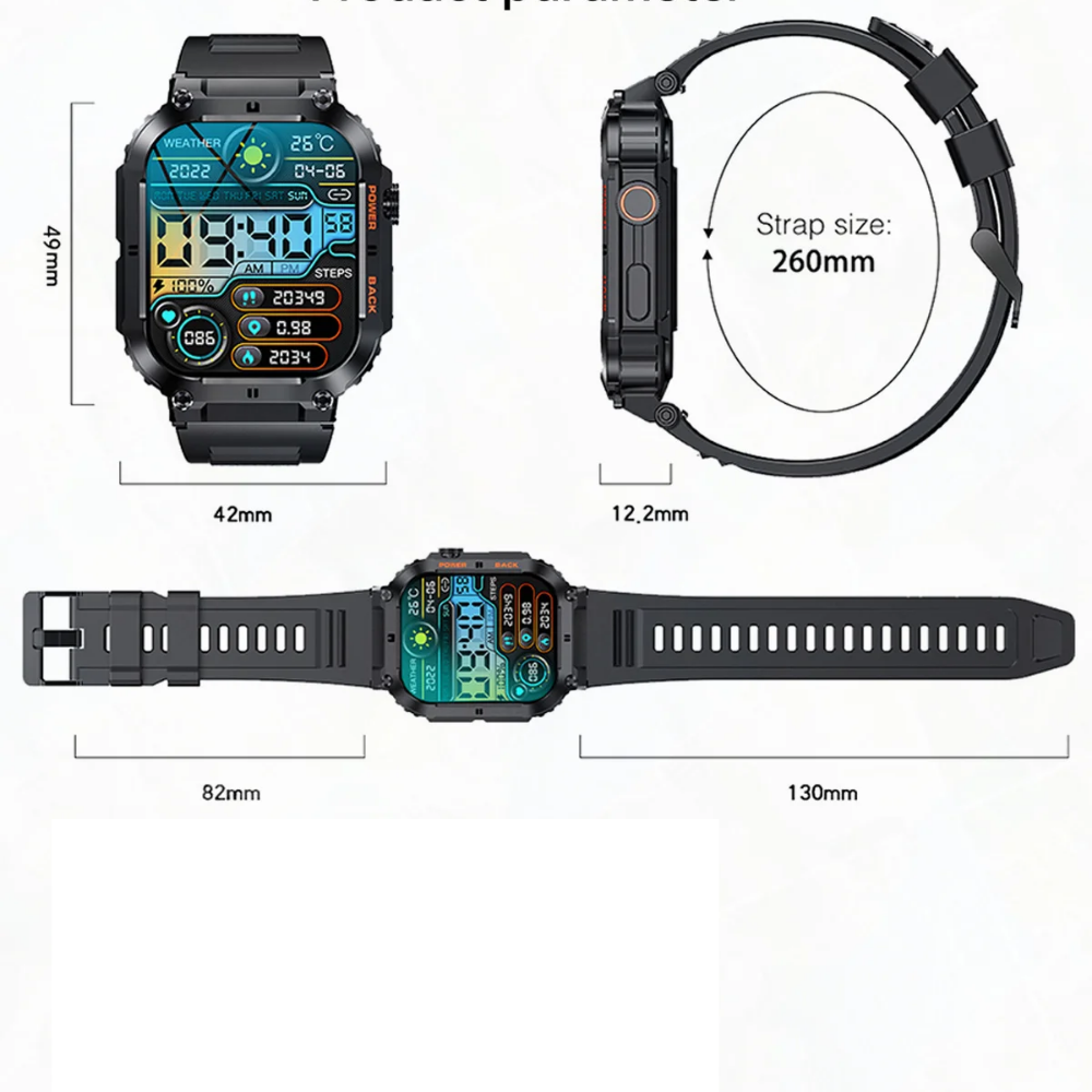 Smartwatch Militar Pro + Pulseira de Brinde