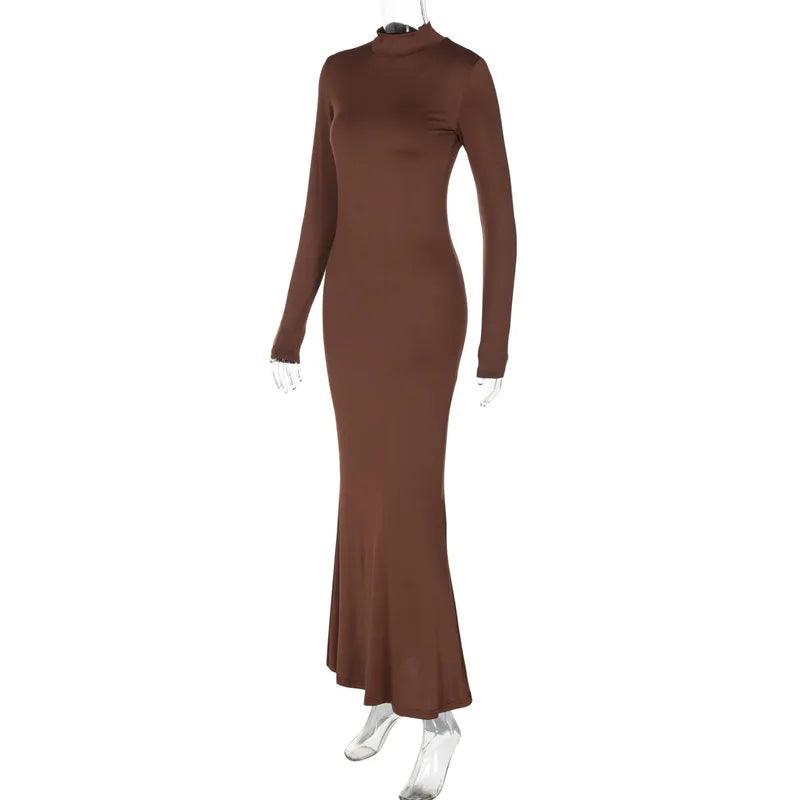 Vestido Sereia Marrom Elegante | Estilo e Conforto para o Outono
