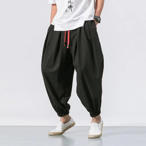 Calça larga larga de harém masculina, moletom jogger de algodão e linho, calça casual masculina, estilo moderno, alta qualidade, nova