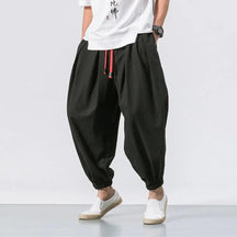 Calça larga larga de harém masculina, moletom jogger de algodão e linho, calça casual masculina, estilo moderno, alta qualidade, nova