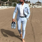 Terno Slim Fit Azul-Celeste 2 Peças Bruna Modas