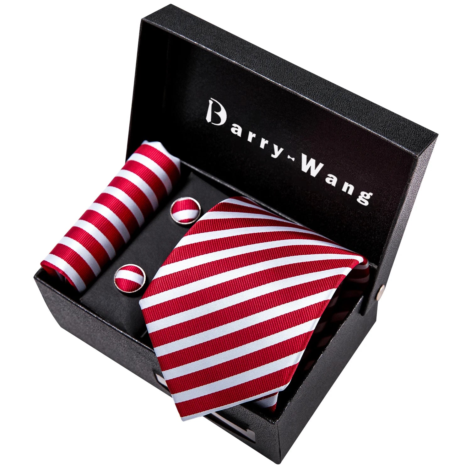 Kit Gravata Masculina Social Tradicional com Lenço e Abotoaduras