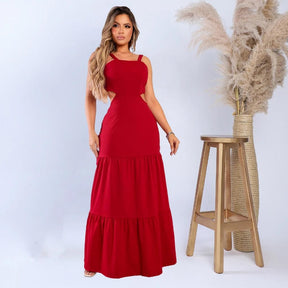 Vestido Longo Alcinha com Abertura nas Costas | Tendência Verão