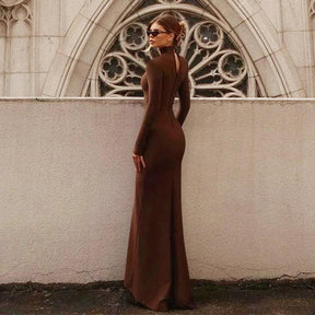 Vestido Sereia Marrom Elegante | Estilo e Conforto para o Outono