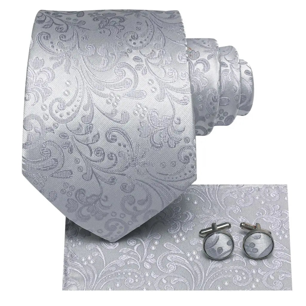 Gravata Masculina de Luxo Floral 8.5 cm com Acessórios