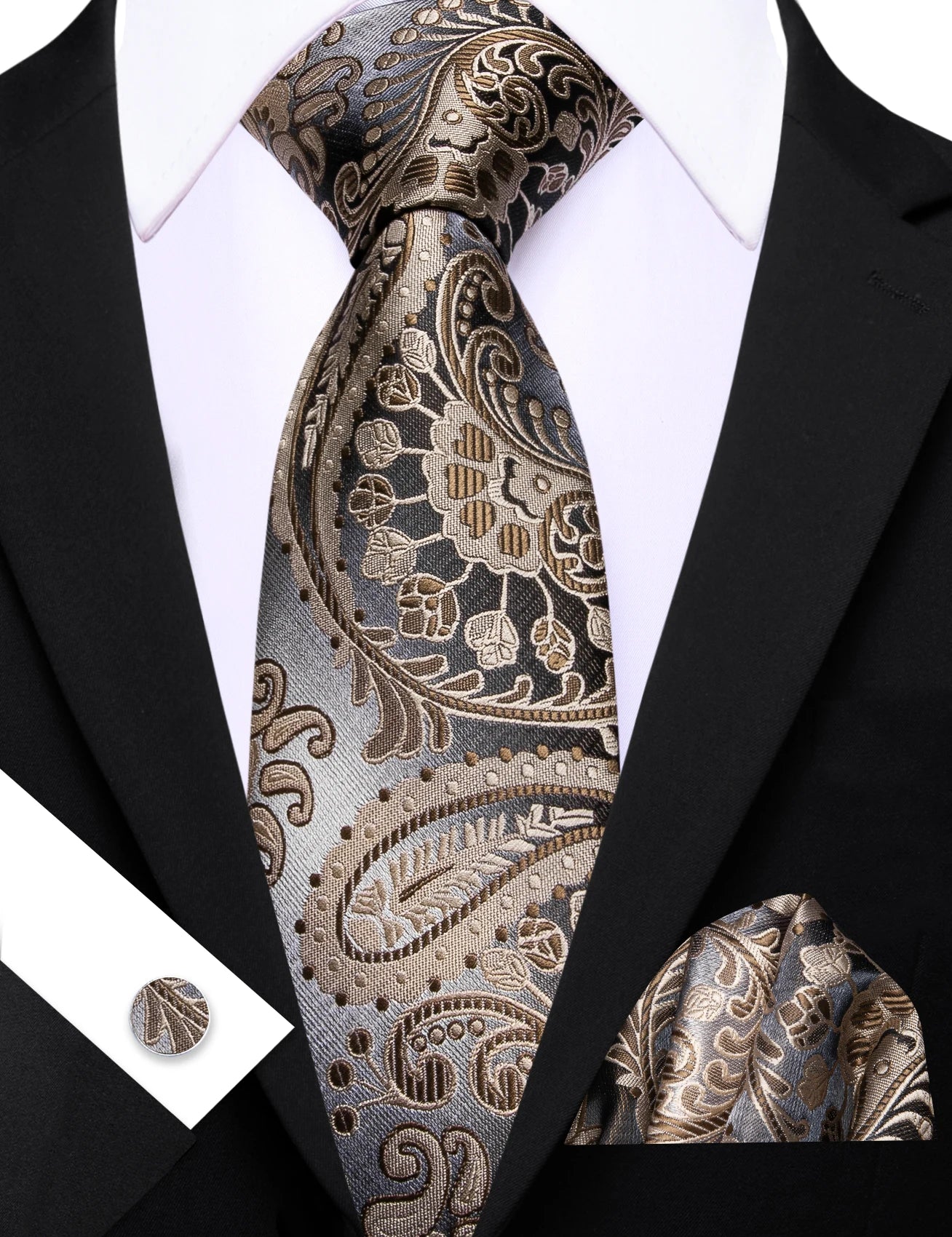 Kit Gravata Masculina Executiva Social de Poliéster com Acessórios