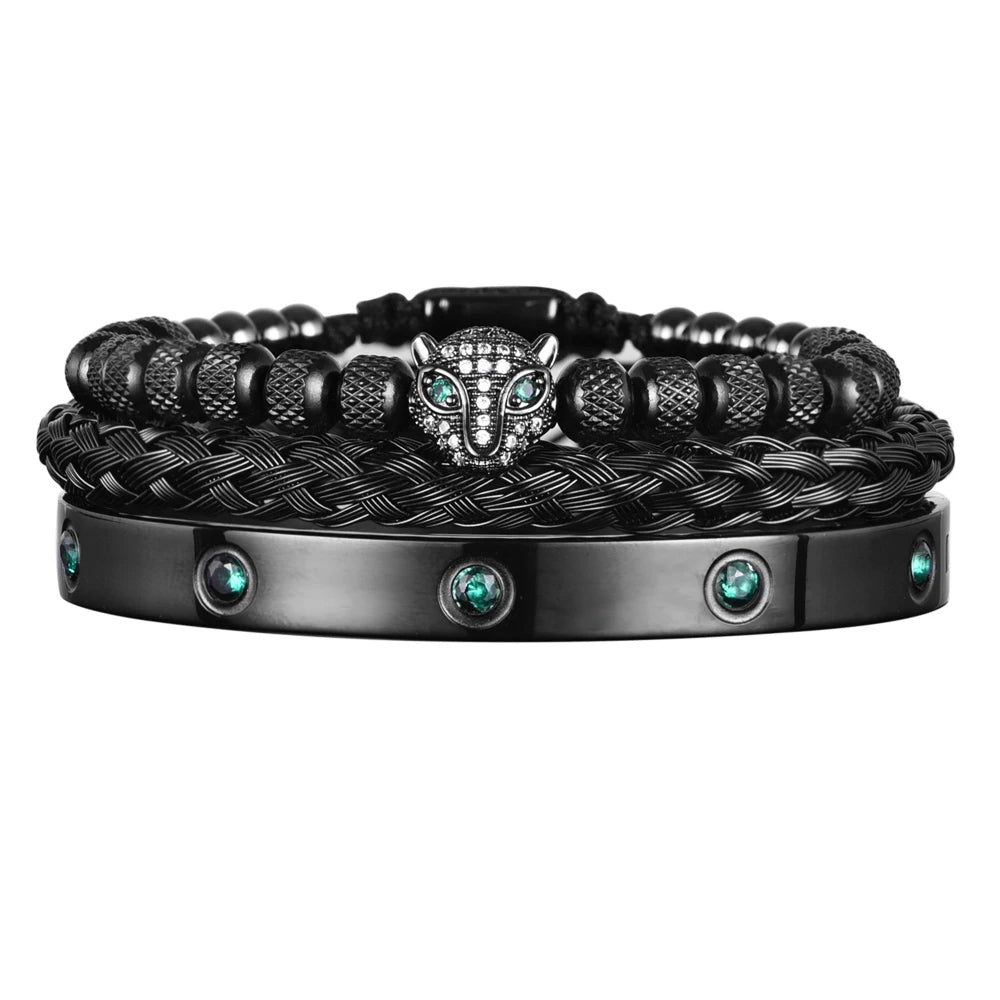 Pulseira Masculina de Luxo Cabeça de Leopardo