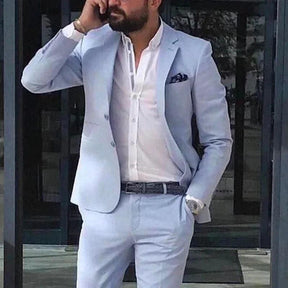 Terno Slim Fit Azul-Celeste 2 Peças Bruna Modas