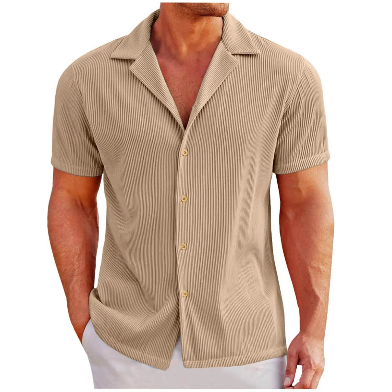 Camisa Masculina Cubana de Verão com Gola Polo