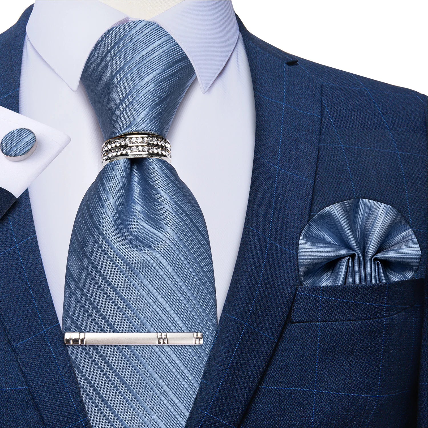 Conjunto de Gravata Masculina Poliéster com Prendedor
