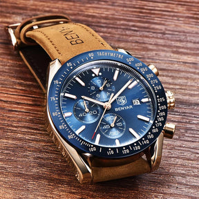 Relógio Masculino BENYAR de Quartzo com Pulseira de Couro