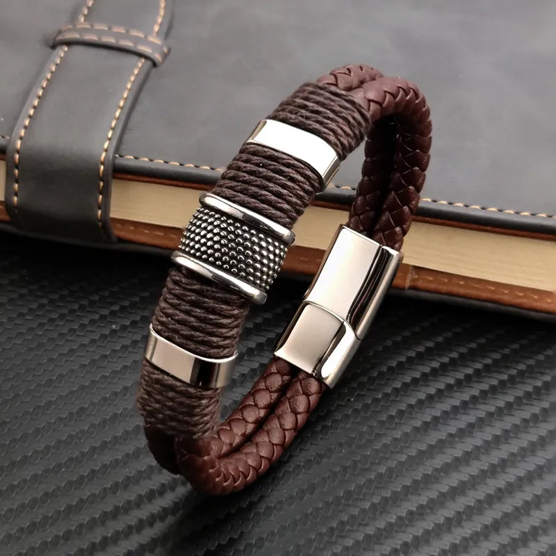 Pulseira Masculina de Couro Genuino Lyanco
