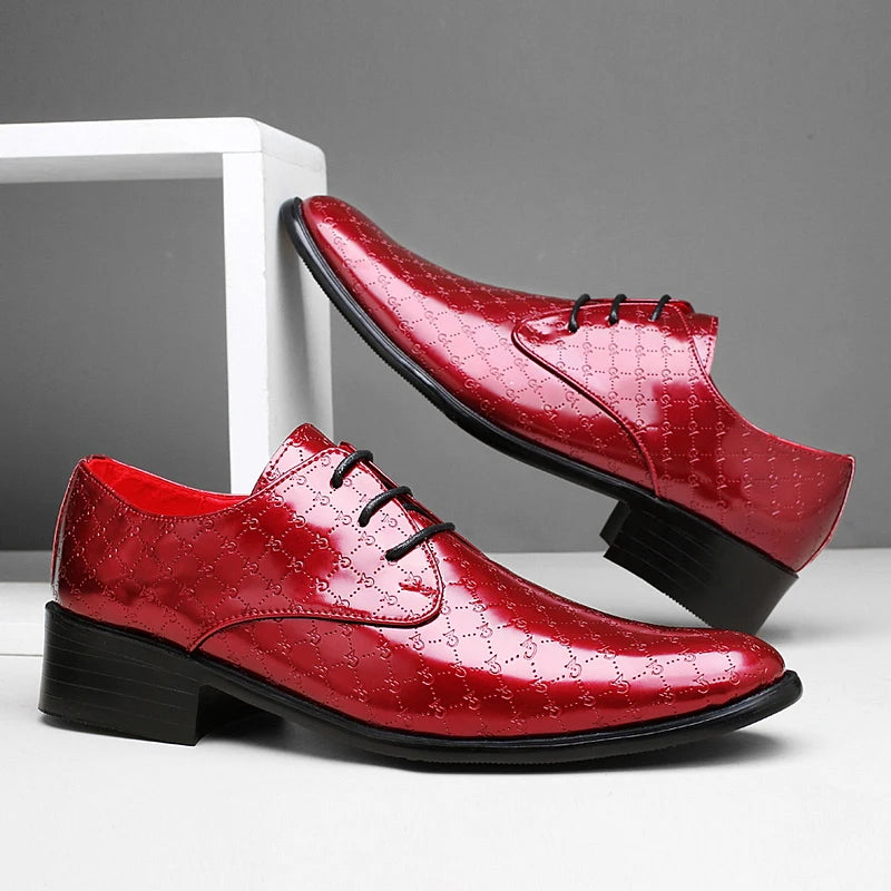 Sapato Masculino de Couro PU Oxford Vermelho