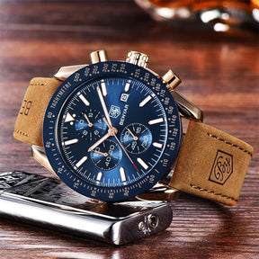 Relógio Masculino BENYAR de Quartzo com Pulseira de Couro