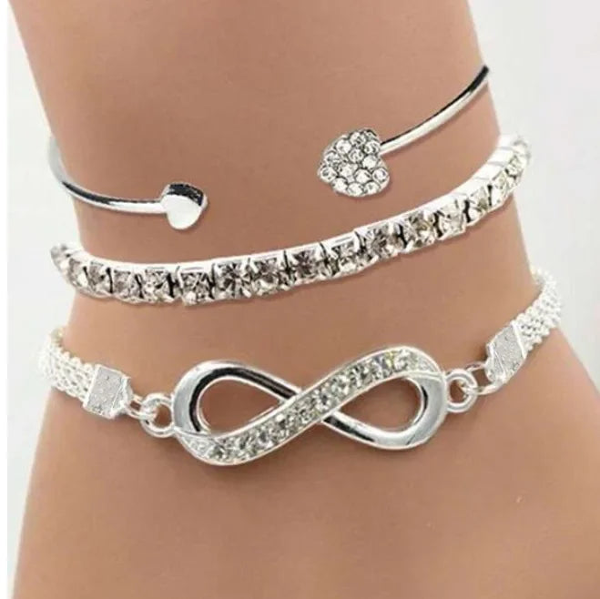 Conjunto de Pulseiras de Cristal com Design Elegante