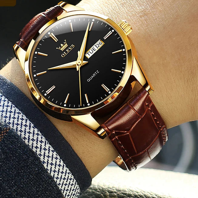 Relógio de Pulso Masculino de Quartzo Pulseira de Couro