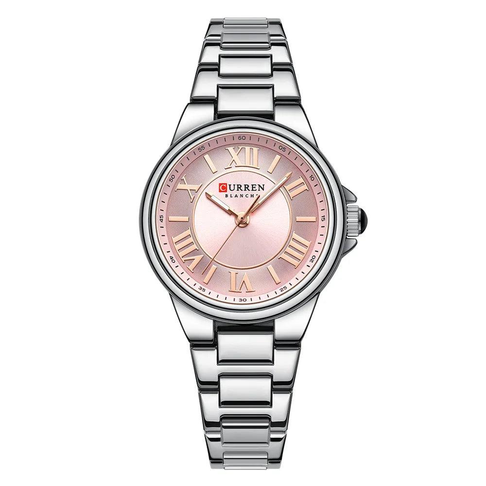 Relógio Feminino CURREN 9091 - Elegante com Pulseira de Aço