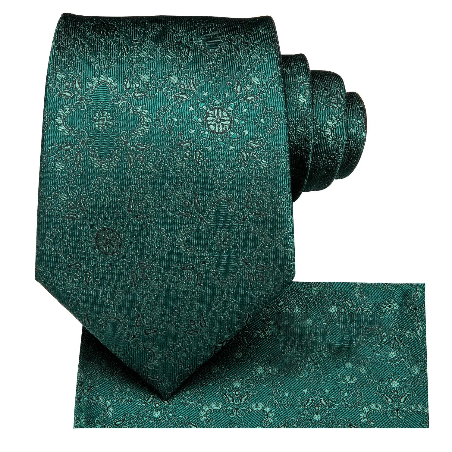 Gravata Masculina Verde Esmeralda com Lenço de Bolso