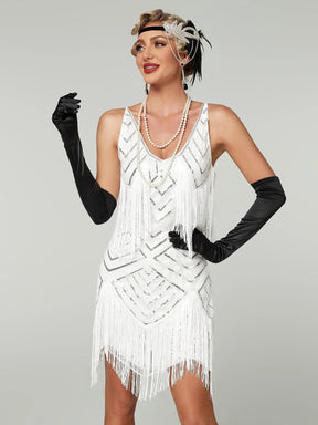 Vestido Gatsby Flapper 1920s com Franjas e Lantejoulas