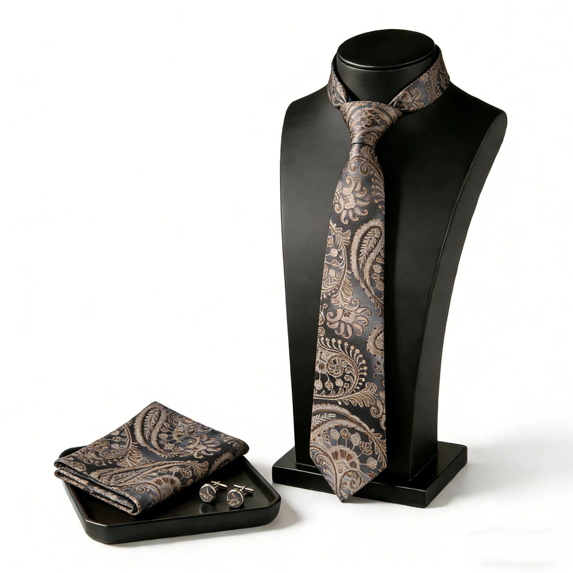 Kit Gravata Masculina Executiva Social de Poliéster com Acessórios